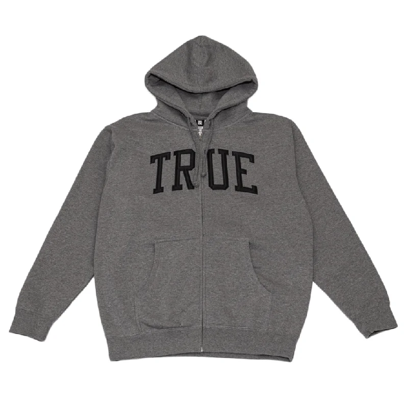 Men's Hoodies with Lined HoodsMen's True Arched Zip Hoodie Grey/Black