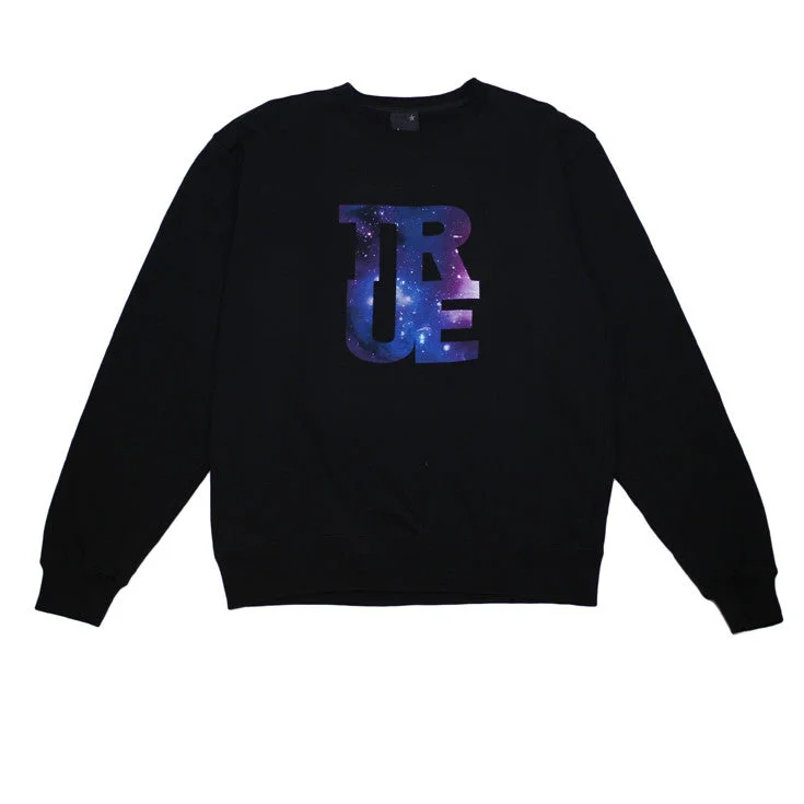 Versatile Men's All-Season HoodiesMens True Galaxy Crewneck Sweatshirt Black