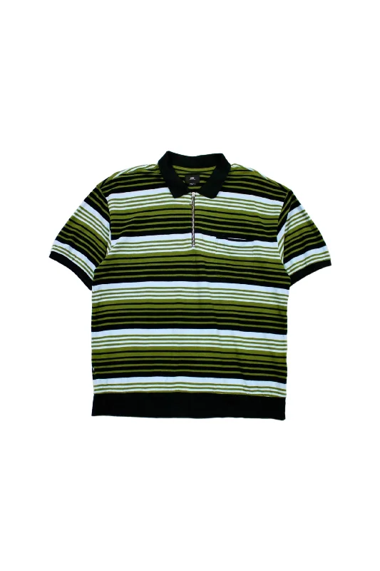 Men's Shirts with Hidden ButtonsObey - Striped Zip Neck Polo