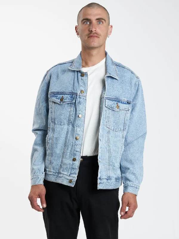 Men's Coats with Quick-Dry FabricOversized Wanderer Denim Jacket - Endless Blue