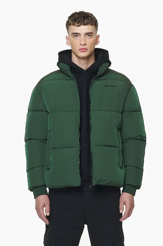 Men's Coats with Patchwork DesignsSolin Crushed Puffer Jacket British Green