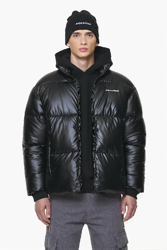 Men's Coats for Rainy WeatherSolin Glossy Puffer Jacket Black