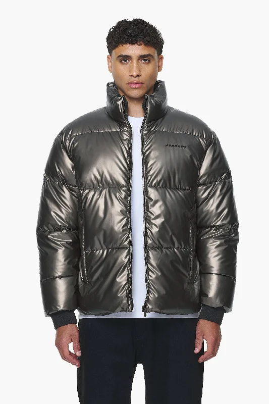 Men's Coats for SkiingSolin Glossy Puffer Jacket Dark Chrome