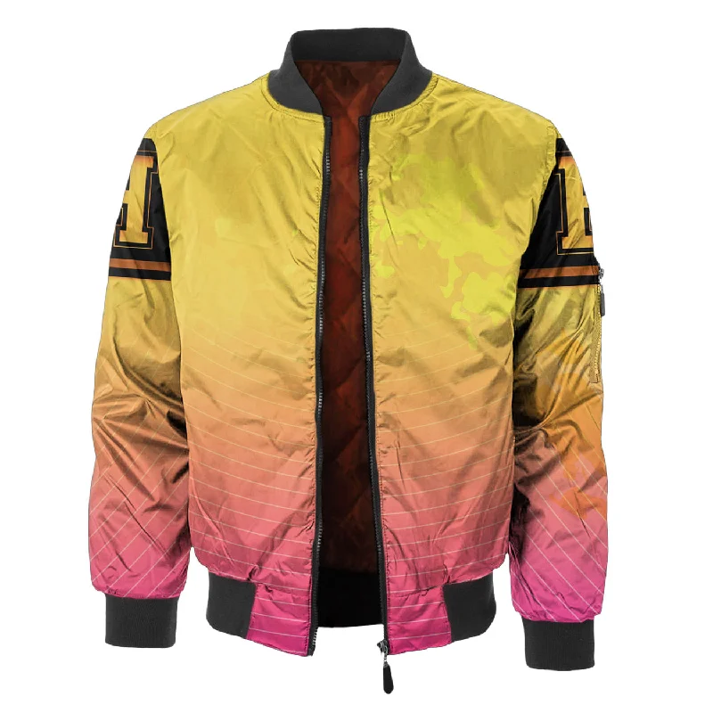 Men's Coats with Synthetic InsulationYellow To Pink Bomber Jacket