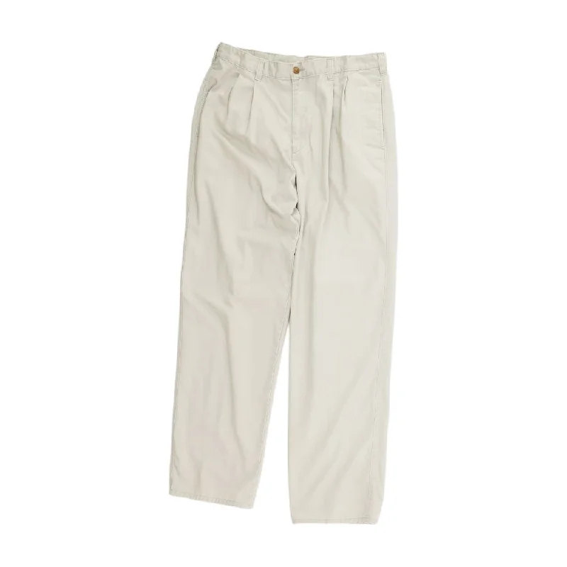 Men's Pants with Hidden ButtonsBeige Solid Chino Pants