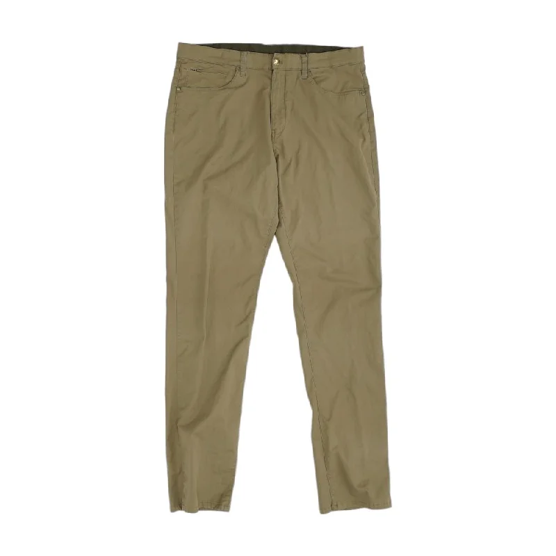 Men's Pants with Flat-Front DesignsBrown Solid Five Pocket Pants