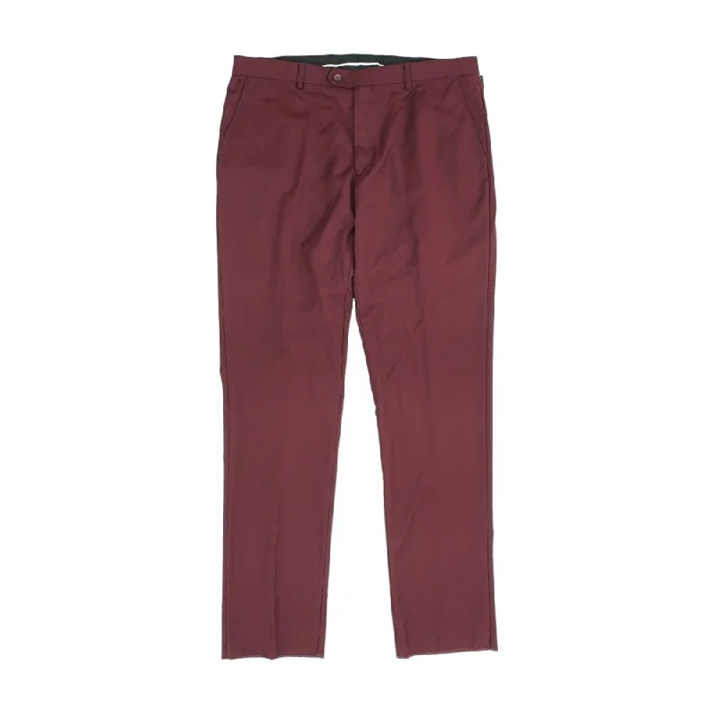 Men's Dress Pants for Special OccasionsBurgundy Solid Dress Pants