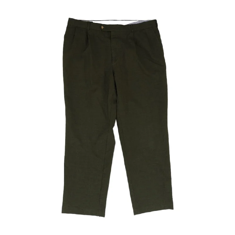 Men's Pants with Logo EmbossmentsGreen Solid Dress Pants