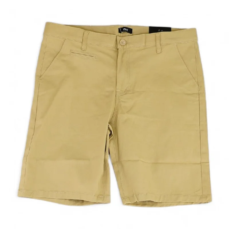 Men's Patterned Pants with Geometric DesignsKhaki Solid Chino Shorts