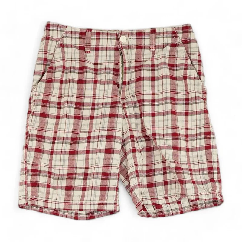 Men's Pants with Zippered PocketsMaroon Plaid Shorts