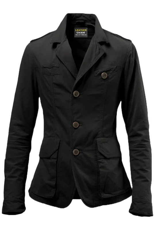 Men's Coats with Vintage StyleMen Black Cotton Jacket