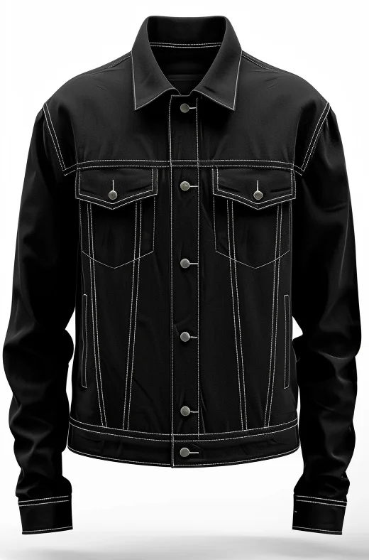 Men's Coats for City WearMen Black Cotton Strap Pocket Jacket