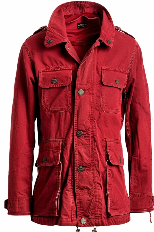 Men's Coats for Rainy WeatherMen Red Ivy Cotton Coat