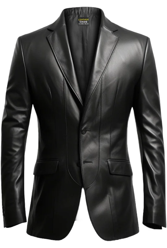 Men's Coats for Everyday WearMen 2 Button Leather Blazer