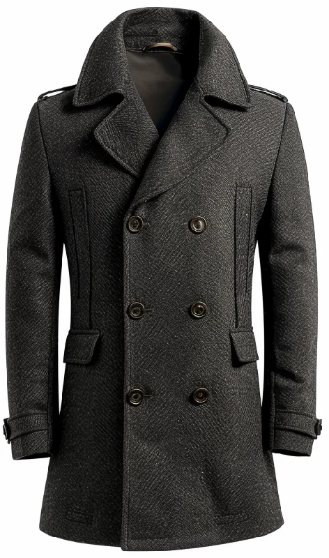 Men's Coats for Skinny MenMen Stylish Blackish Grey Wool Coat