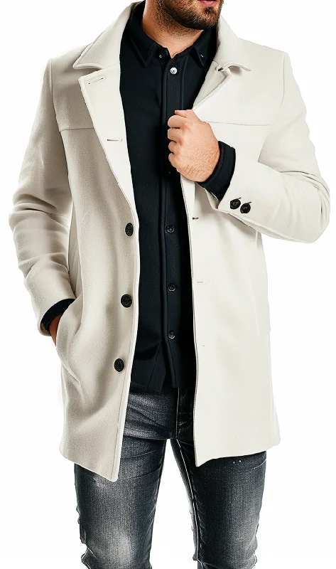 Men's Coats with ButtonsMen White Wool Coat