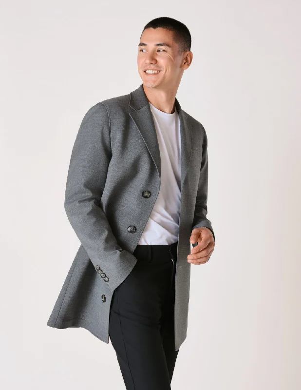 Men's Coats with HoodsTech Wool Coat Grey Melange