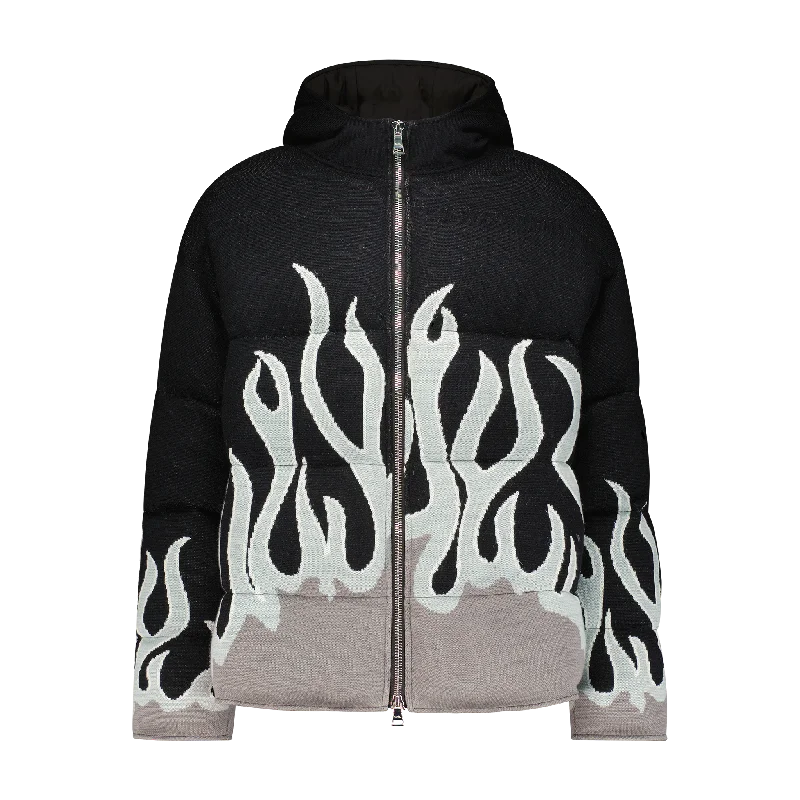 Weather-Resistant Men's CoatsUP IN FLAMES SWEATER PUFFER