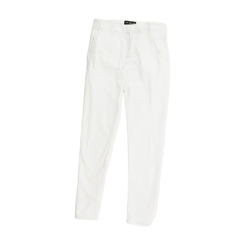 Men's Pants with Pleated FrontsWhite Solid Chino Pants