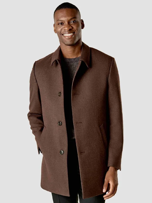 Men's Coats with Adjustable SleevesWool Coat Brown Melange