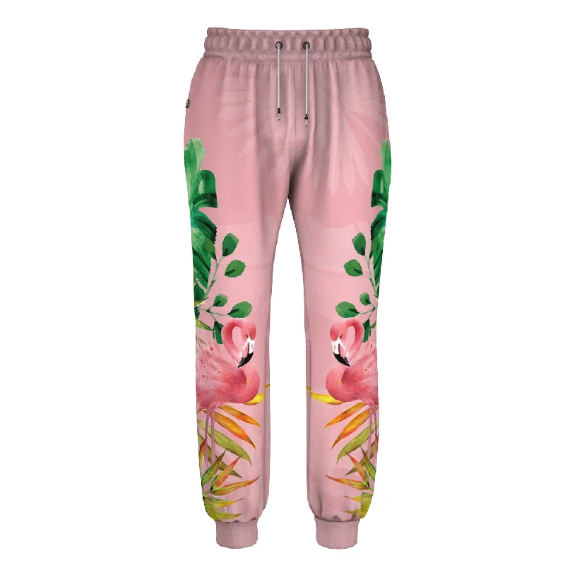 Men's Pants with Faux Leather PatchesFlamingo Sweatpants