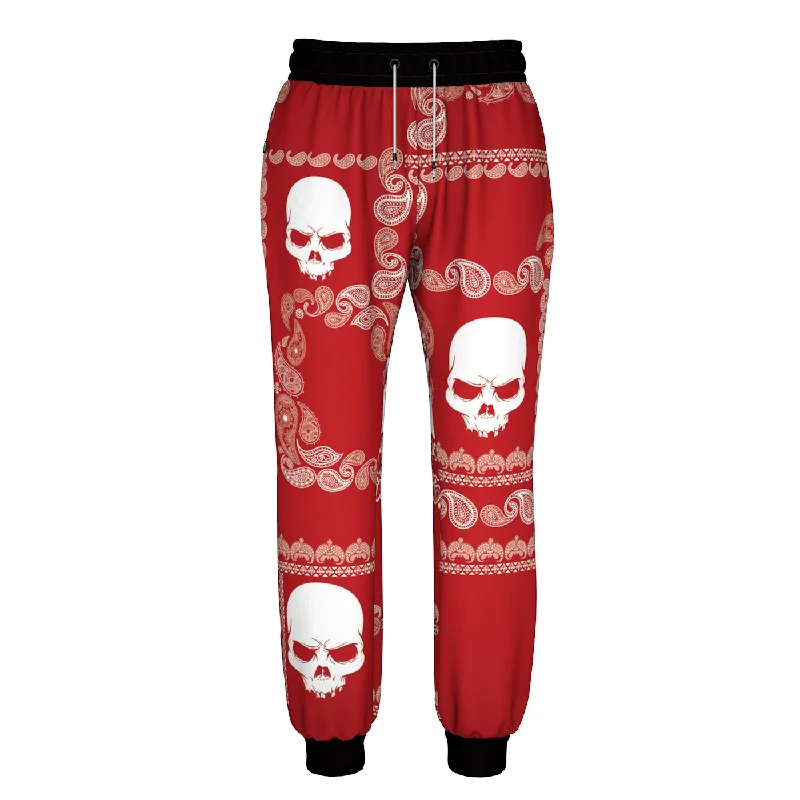 Men's Patterned Pants with StripesFully Red Sweatpants