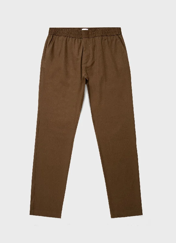 Men's Button-Fly Pants for a Traditional TouchMen's Brushed Cotton Wool Drawstring Trouser in Dark Stone