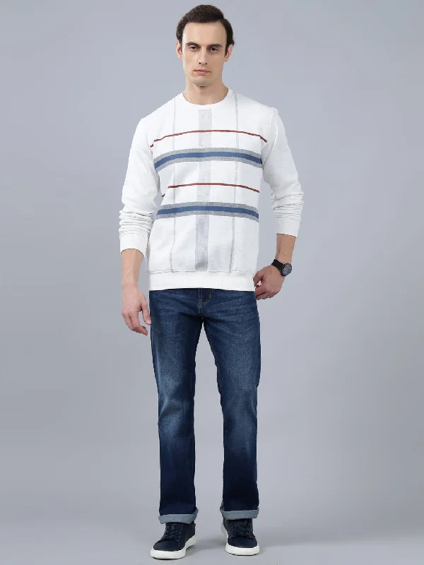 Affordable and High-Quality Men's SportswearMen's Checkered White Round Neck Sweatshirt