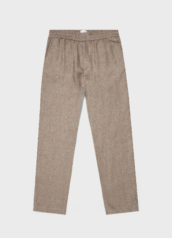 Men's Pants with Wrinkle-Resistant FabricMen's Linen Drawstring Trouser in Dark Sand