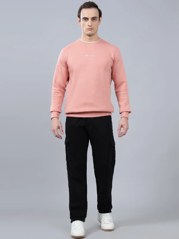 Performance Enhancing Men's SportswearMen's Solid Pink Round Neck Sweatshirt