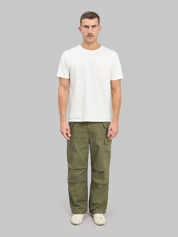 Men's Pants with Button-Down PocketsTanuki Herringbone M-65 Pants Army Green