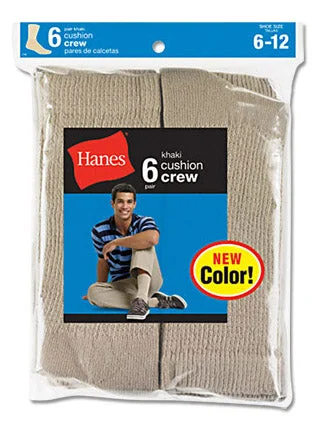 Hanes Men's Active Cushion Crew Socks 6 Pairs