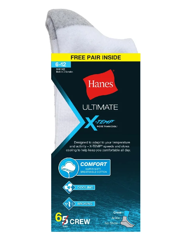 Hanes Men`s Ultimate X-Temp 6-Pack Crew Socks