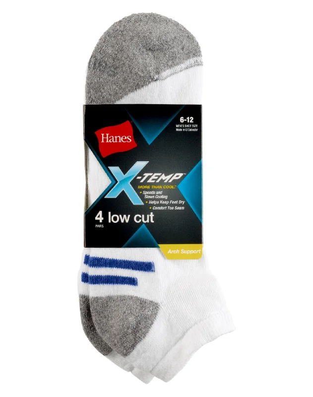 Hanes Men`s X-Temp Arch Support Low Cut Socks 4-Pack