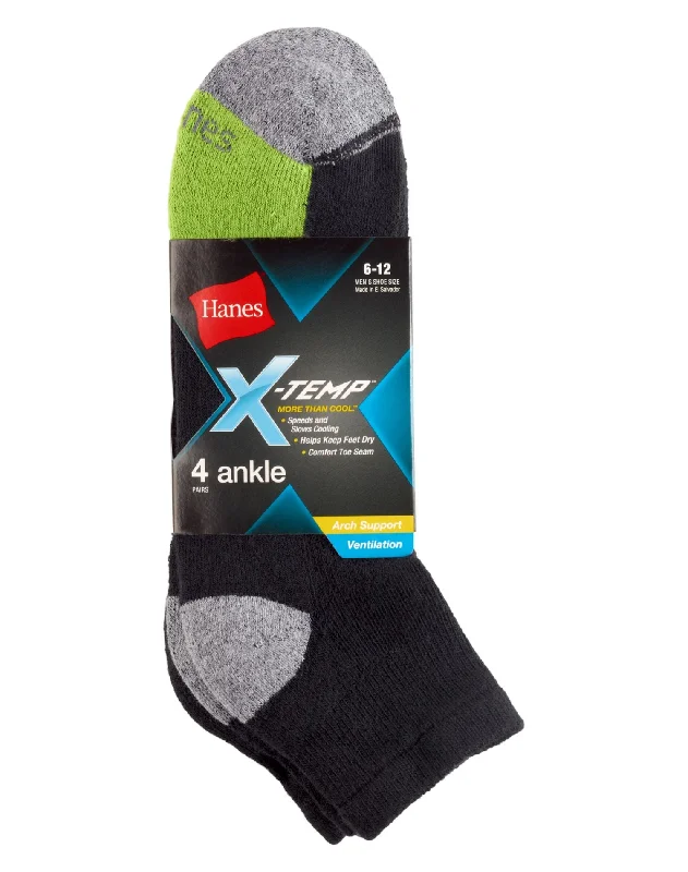 Hanes Men`s X-Temp Ventilation Ankle Socks 4-Pack