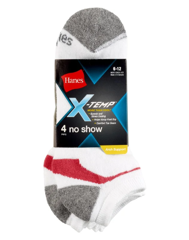 Hanes Men`s X-Temp™ Ventilation Arch Support No Show Socks 4-Pack