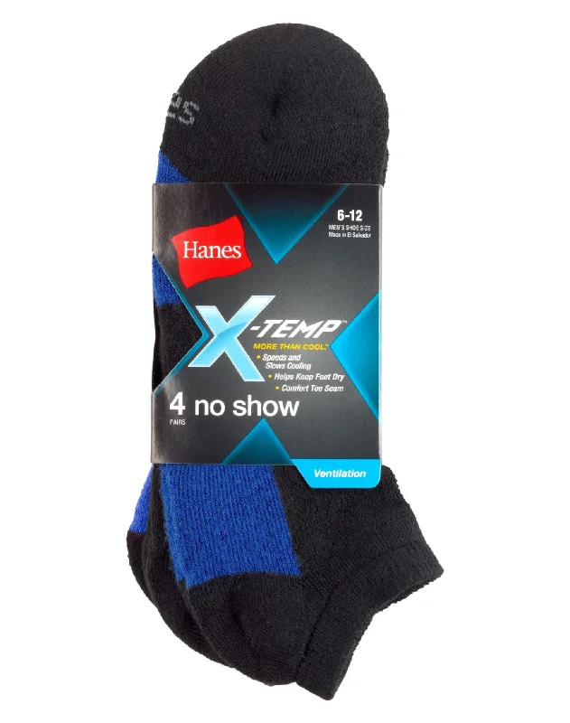 Hanes Men`s X-Temp Ventilation No Show Socks 4-Pack