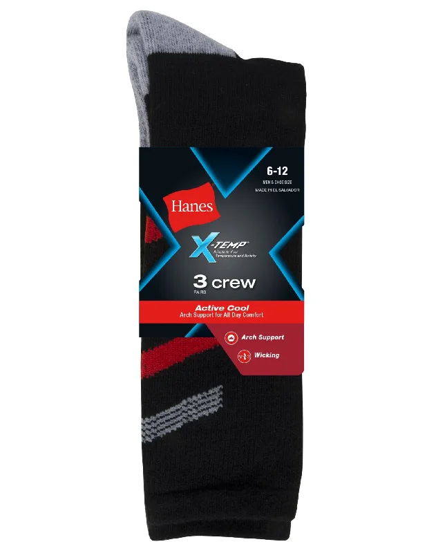 Hanes X-Temp® Men`s Big & Tall Active Cool Crew Socks